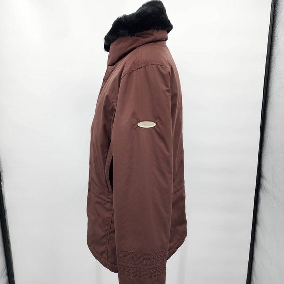 Spyder Womens Brown Insulated Ski Jacket with Faux Fur Collar Size 10 EUC - Picture 8 of 15